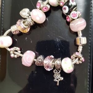 Elegant Pink Charm Bracelet